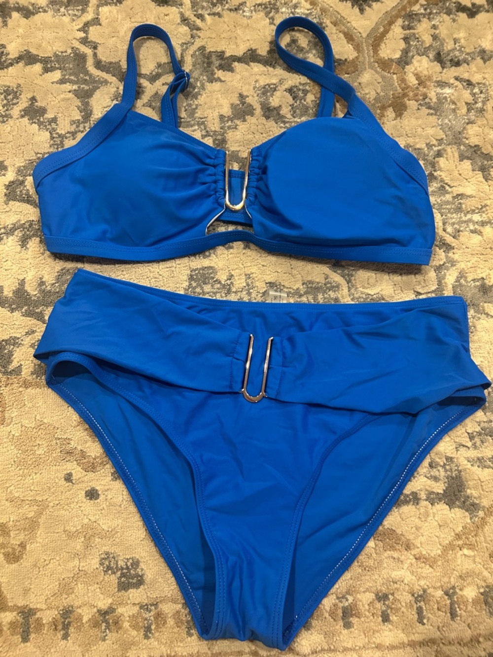 SHEIN Royal Blue Two-Piece Bikini with Gold Accent